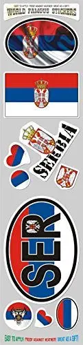Car Chrome Decals Sts-Ser Serbia 10 Stickers Set Flag Serbian Decal Bumper Sticker Car Bike Laptop Ser 1