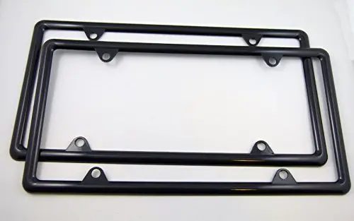 Car Chrome Decals Slimline Thin Black Plastic Durable Flexible License Plate Frame Set Of 2 Frames 1