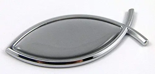 Jesus Fish Silver Insert Car Bike Auto Chrome Emblem Decal Sticker Ichtus Pisces 1