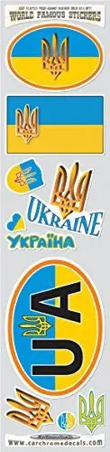 Car Chrome Decals Sts-Ua Ukraine10 Stickers Set Ukrainian Tryzub Flag Decals Bumper Car Auto Bike Laptop 1