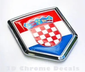 Croatia Flag Croatian Emblem Chrome Car Decal Sticker 3D Badge 1