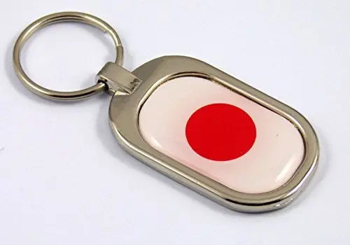 Japan Flag Key Chain Metal Chrome Plated Keychain Key Fob Keyfob Japanese 1