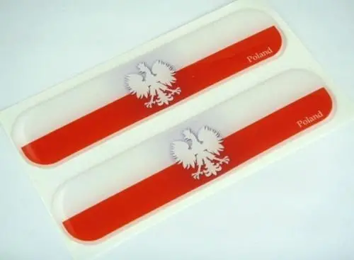 Poland Polska Polish Flag Domed Decal Emblem Car Flexible Sticker 5" Set Of 2 1
