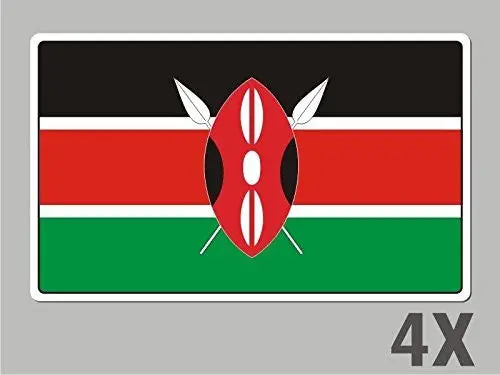 4 Kenya Stickers Flag Decal Bumper Car Bike Laptop .. Emblem Vinyl Fl036 1