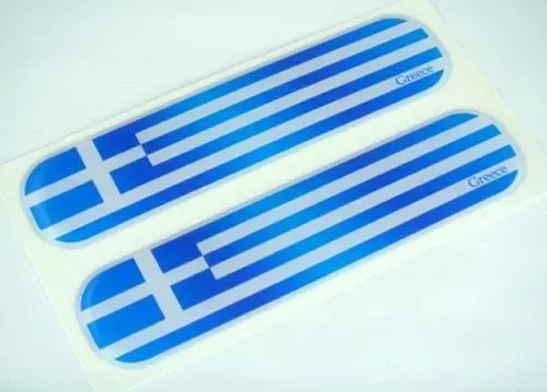 Greek Greece Flag Domed Decal Emblem Car Flexible Sticker 5" Set Of 2 1