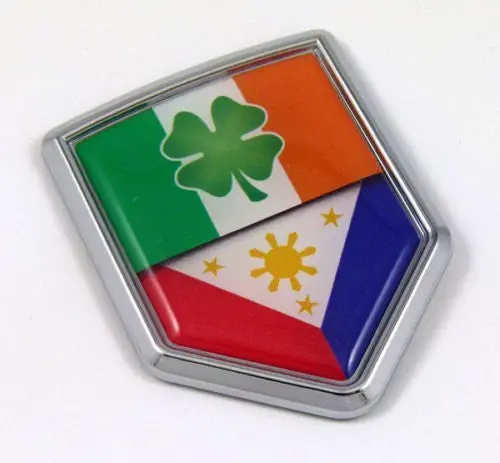 Ireland Philippine Flag Irish Shamrock Philippinian Car Chrome Emblem Decal Auto 1