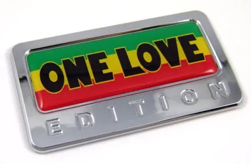 Car Chrome Decals Cbedi-Onel One Love Bob Marley Edition Chrome Emblem With Domed Decal Car Auto Bike Badge 1