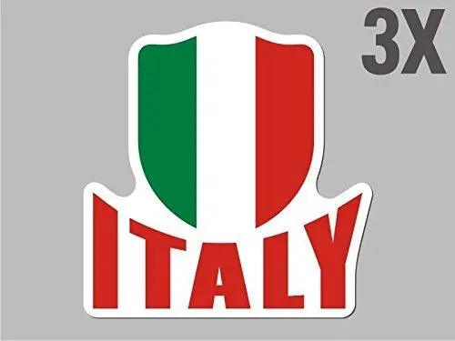3 Italy Italian Shaped Stickers Flag Crest Decal Car Bike Emblem Cn053 1