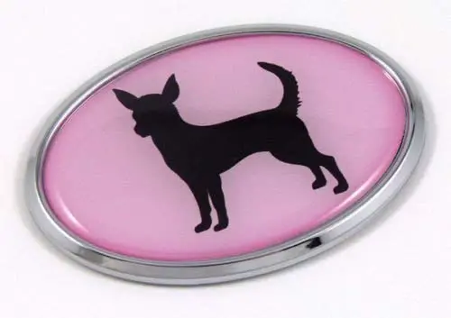 Chihuahua Dog Pink 3D Chrome Emblem Pet Decal Car Auto Bike Truck Sticker 1