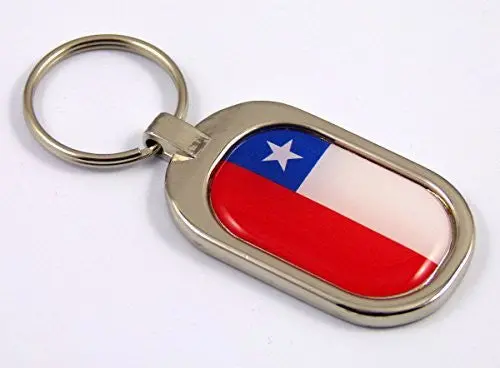 Chile Flag Key Chain Metal Chrome Plated Keychain Key Fob Keyfob Chilian 1