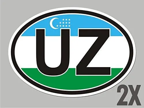 2 Uzbekistan Oval Stickers Flag Decal Bumper Car Bike Cl071 1
