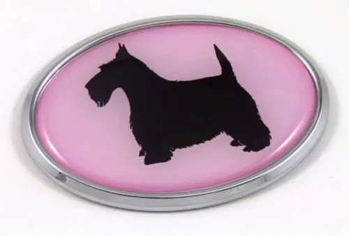 Scottish Terrier Pink Dog 3D Chrome Emblem Pet Decal Car Auto Bike Trucksticker 1