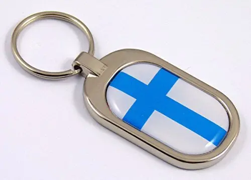 Finland Flag Key Chain Metal Chrome Plated Keychain Key Fob Keyfob Finish 1