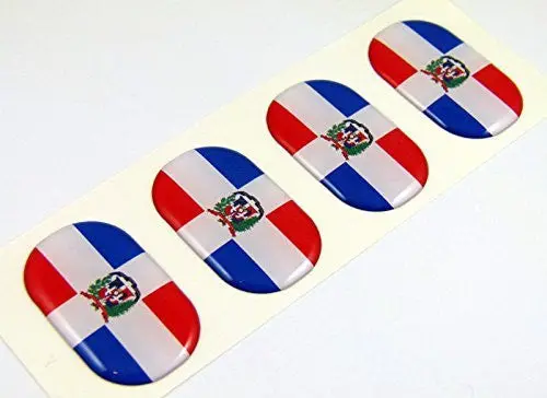 Dominican Republic Midi Domed Decals Flag 4 Emblems 1.5" Car Bike Stickers 1