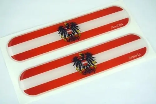 Austria, Austrian Flag Domed Decal Emblem Car Flexible Sticker 5" Set Of 2 1
