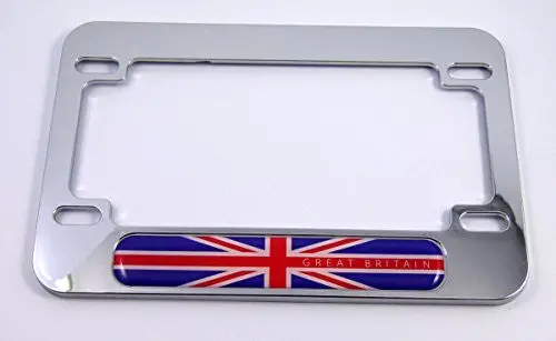 Great Britain Flag Motorcycle Bike Abs Chrome Plated License Plate Frame England 1