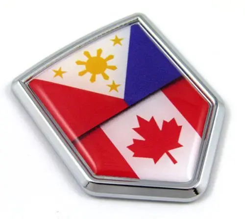 Canada Philippines Flag Canadian Philippinian Car Chrome Emblem Decal Auto 3D Sticker 1