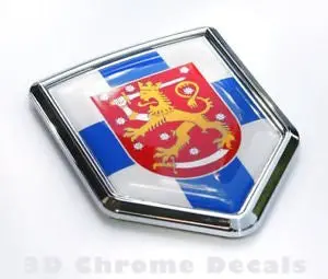 Finland Flag Emblem Chrome Car Decal Sticker 1
