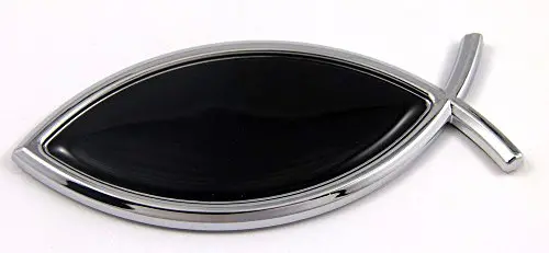 Jesus Fish With Black Insert Car Bike Auto Chrome Emblem Decal Sticker Unique 1