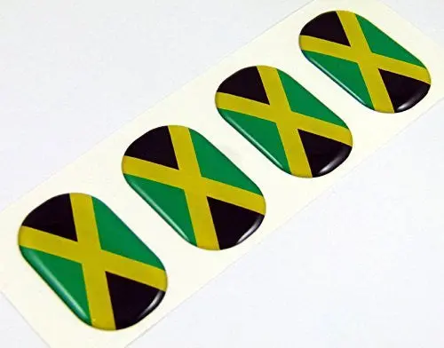 Jamaica Midi Domed Decals Flag 4 Emblems 1.5" Car Bike Laptop Stickers 1