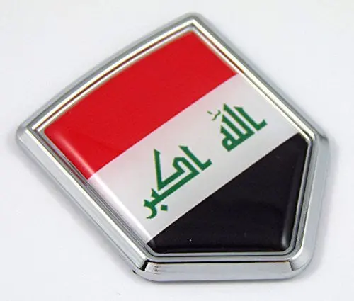 Iraq Flag Chrome Emblem Car Decal Sticker Bike Crest Badge 1
