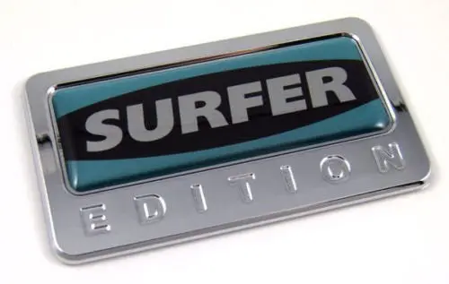 Car Chrome Decals Cbedi-Surf Surfer Edition Car Chrome Emblem With Dome Decal Auto Bike 3D Surfing Badge 1