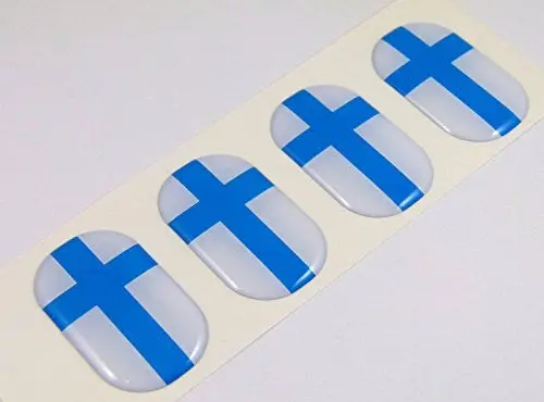 Finland Finnish Midi Domed Decals Flag 4 Emblems 1.5" Car Bike Stickers 1
