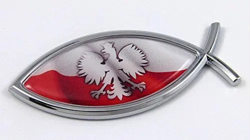 Car Chrome Decals Cbfsh168 Poland Jesus Fish Polish Flag Car Chrome Emblem Decal 3D Sticker Polska Eagle 1