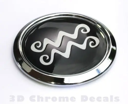 Aquarius Zodiac Symbol Chrome Emblem Car Bike Decal Badge 3D Sticker 1