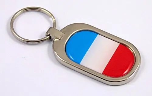 France Flag Key Chain Metal Chrome Plated Keychain Key Fob Keyfob French 1