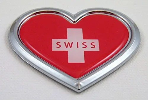 Car Chrome Decals Cbhrt208 Switzerland Heart Flag Chrome Emblem Car Decal 3D Sticker Badge Bumper Swiss 1