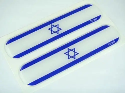 Israel, Israeli Flag Domed Decal Emblem Car Flexible Sticker 5" Set Of 2 1