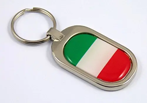 Italy Flag Key Chain Metal Chrome Plated Keychain Key Fob Keyfob Italia Italian 1