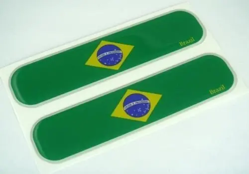 Brazil Brazilian Flag Domed Decal Emblem Car Flexible Sticker 5" Set Of 2 1