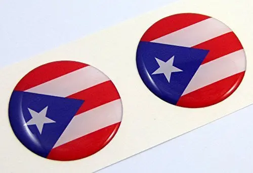 Puerto Rico Flag Round Domed Decal 2 Emblem Car Bike Stickers 1.45" Pair 1