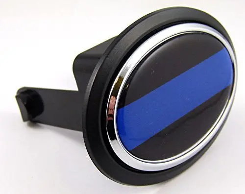 Thin Blue Line Police Flag Hitch Cover Cap 2" Receiver Black With Chrome & Dome 1
