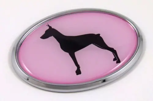 Doberman Dog Pink 3D Chrome Emblem Pet Decal Car Auto Bike Truck Sticker 1