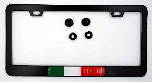 Italia Italian Flag Metal Black Aluminium Car License Plate Frame Holder Italy 1
