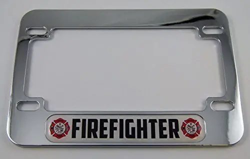 Firefighter Motorcycle Bike Abs Chrome Plated License Plate Frame 1