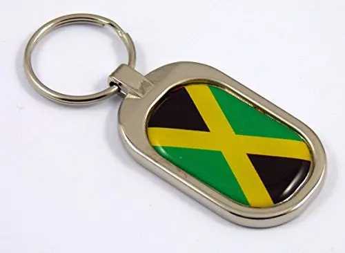 Jamaica Flag Key Chain Metal Chrome Plated Keychain Key Fob Keyfob Jamaican 1