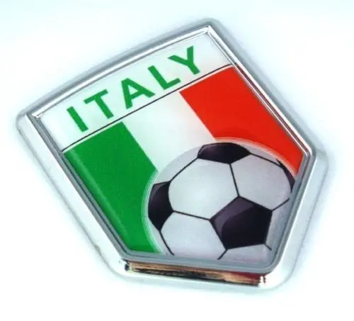 Italy Italian Italia Flag Car Chrome Emblem Sticker With Soccer Ball 1
