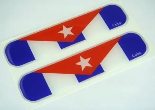 Cuba, Cuban Flag Domed Decal Emblem Car Flexible Sticker 5" Set Of 2 1