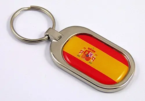 Spain Flag Key Chain Metal Chrome Plated Keychain Key Fob Keyfob Spanish 1