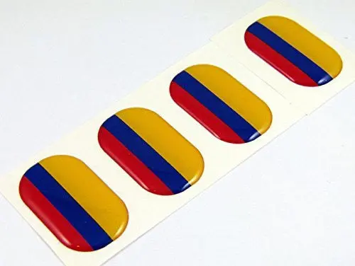 Colombia Midi Domed Decals Flag 4 Emblems 1.5" Car Bike Laptop Stickers 1