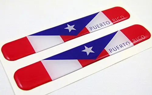 Puerto Rico Flag Domed Decal Emblem Resin Car Stickers 5"X 0.82" 2Pc. 1