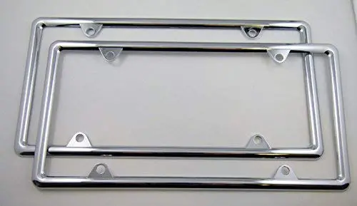Slimline Thin Chrome Painted Plastic Durable Flexible License Plate Frame Set Of 2 Frames 1