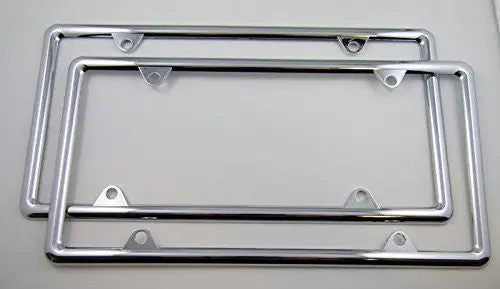 Slimline Thin Chrome Painted Plastic Durable Flexible License Plate Frame Set Of 2 Frames 1