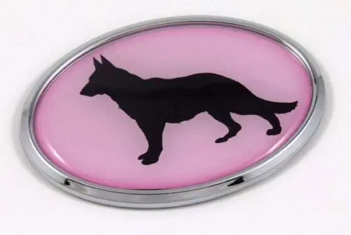 German Sheppard Pink Dog 3D Chrome Emblem Pet Decal Car Auto Bike Truck Sticker 1