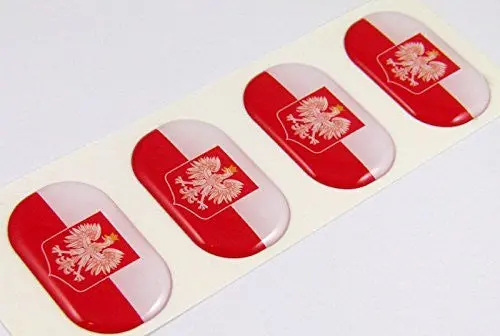 Poland Midi Polska Domed Decals Flag 4 Emblems 1.5" Car Bike Laptop Stickers 1