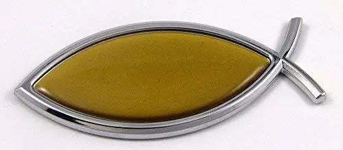 Fish Jesus Gold Insert Fish Ichthus Pisces Car Chrome Emblem Decal 3D Sticker 1